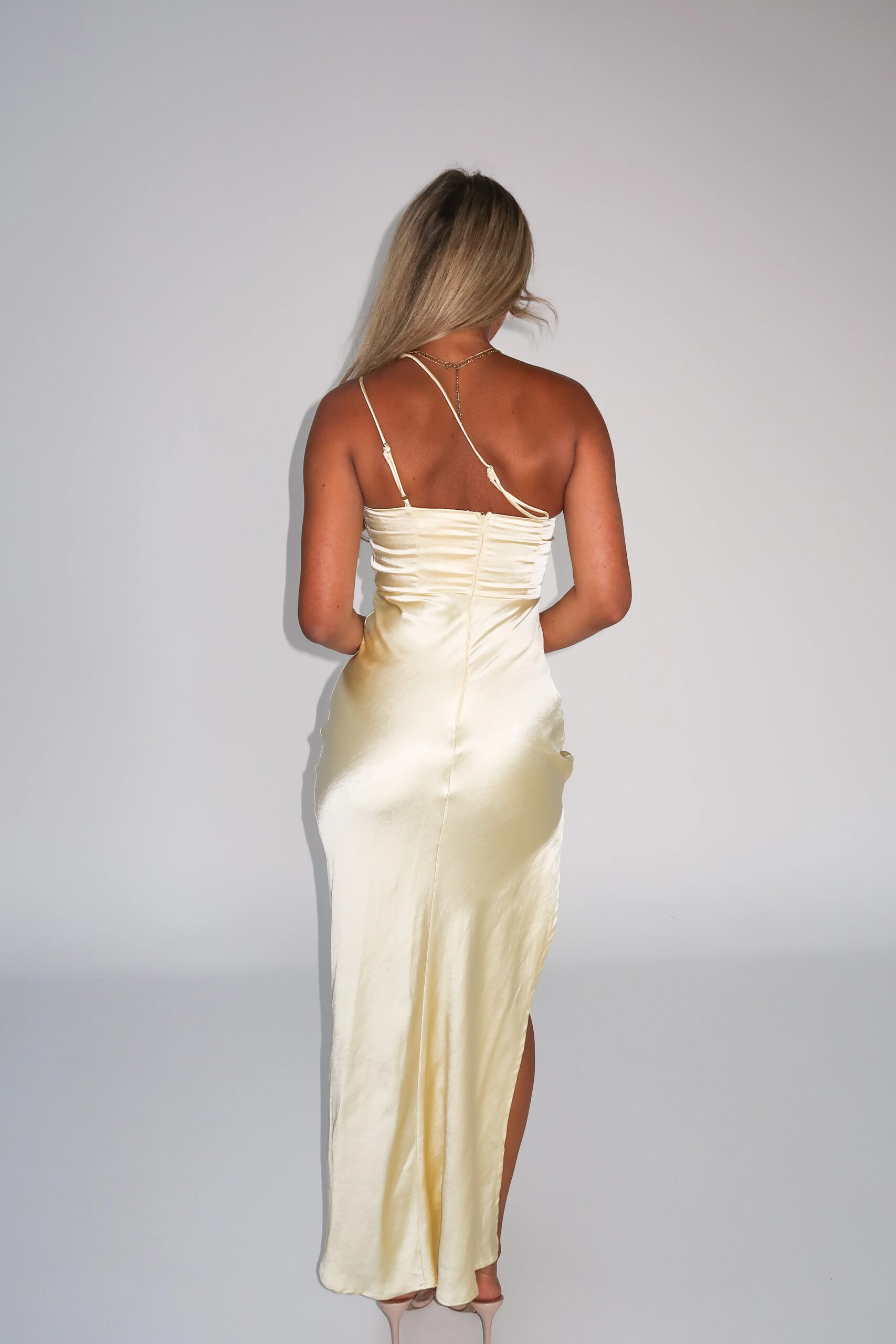 Elegant Asymmetric Satin Gown - Image 4