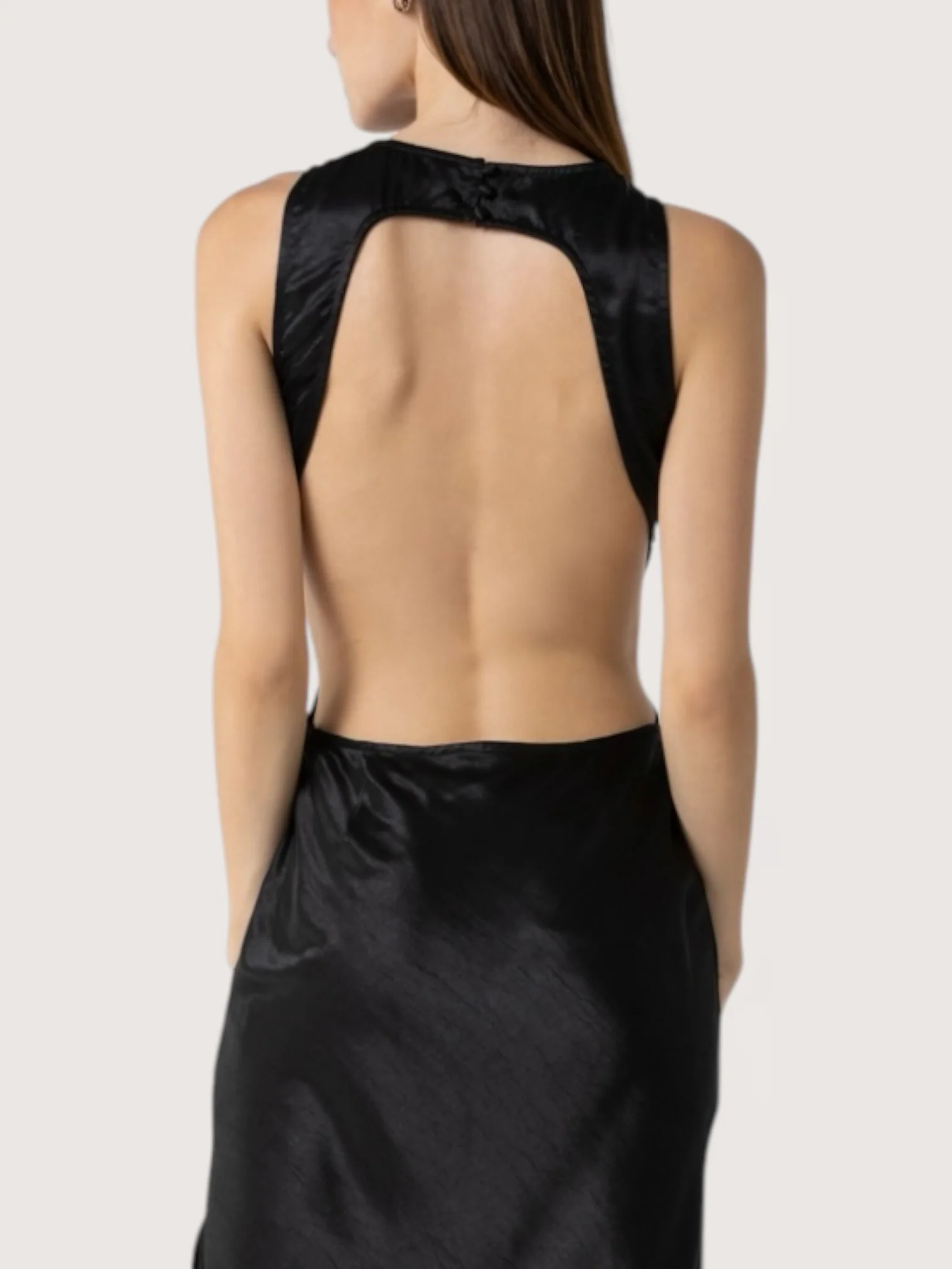 Elegant Black Satin Maxi Dress - Image 2