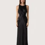Elegant Black Satin Maxi Dress